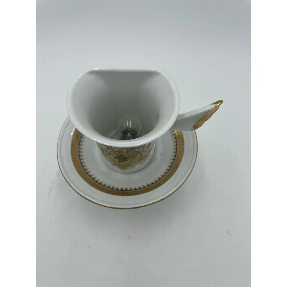 Elegant Porcelain Tea Cup‎ Nightlight Blue Gold Gilded Works